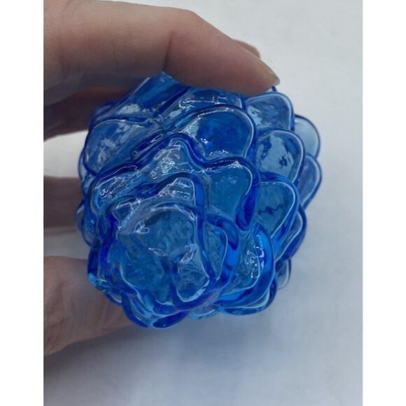 Clear Blue Glass Christmas Ornament Pine Cone Coastal Blue Beach Classic Decor - Picture 6 of 10